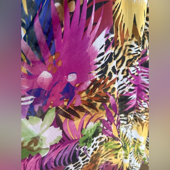 NWT SpyZone Exchange Tropical Leopard Wrap Maxi Dress Long Sleeve Resort Size M - Picture 7 of 7